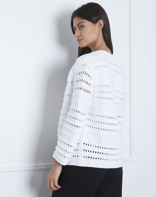 Arctic white textured cardigan off white.