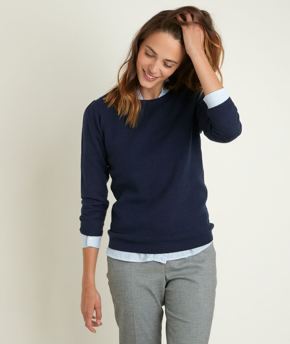 Rimel indigo honeycomb pullover | 1-2-3 Rimel indigo honeycomb pullover PhotoZ | 1-2-3