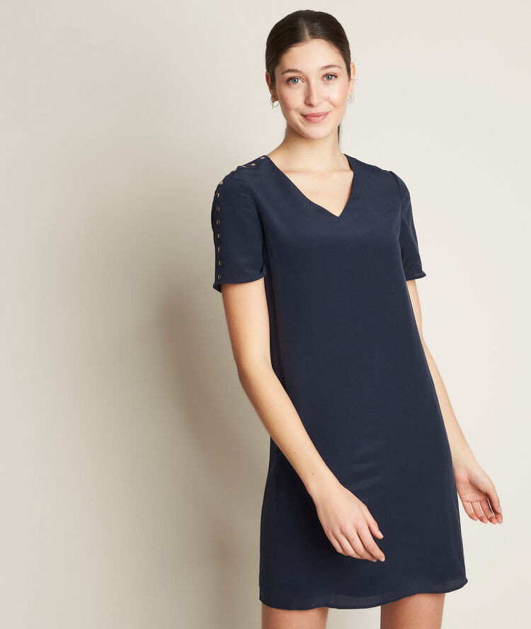 Cheryl blue silk dress royal blue.