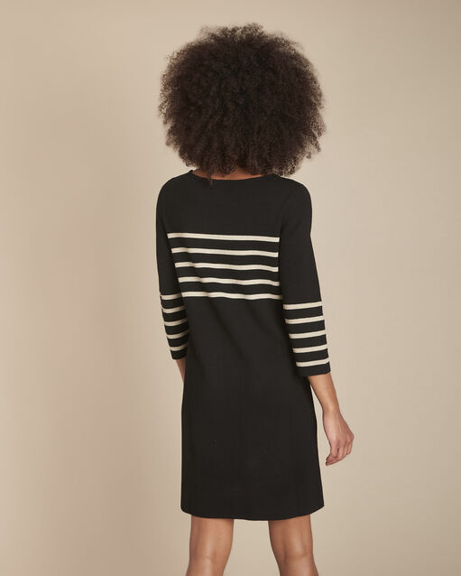 France black striped knit dress black.