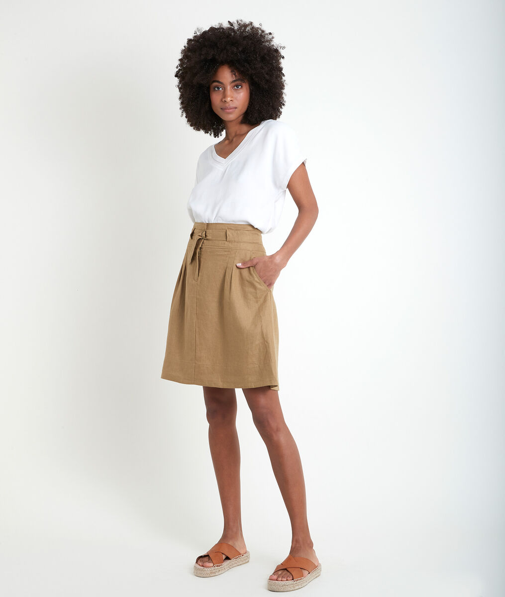 Elisa bronze certified linen skirt | 1-2-3 Elisa bronze certified linen skirt PhotoZ | 1-2-3