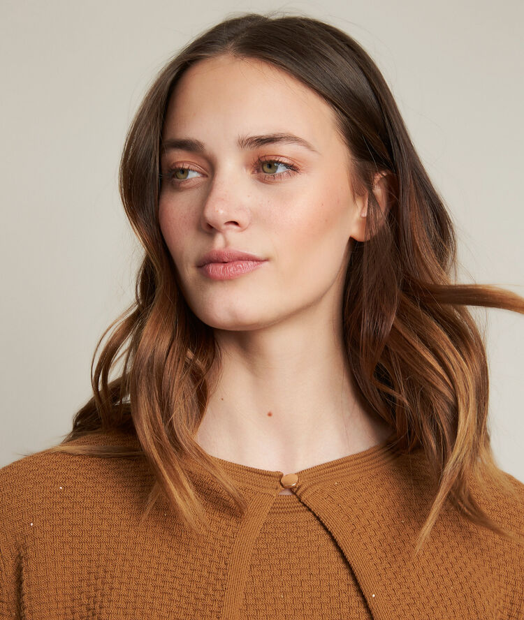 David tobacco cardigan with sequins guava.
