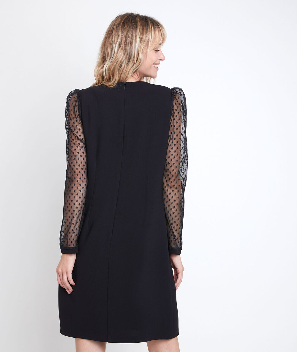 Caroline plumetis straight-cut dress noir.