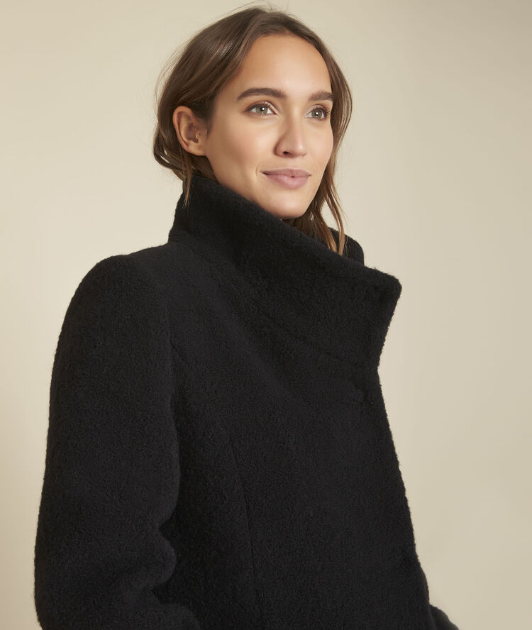 Timothée boiled wool coat black.