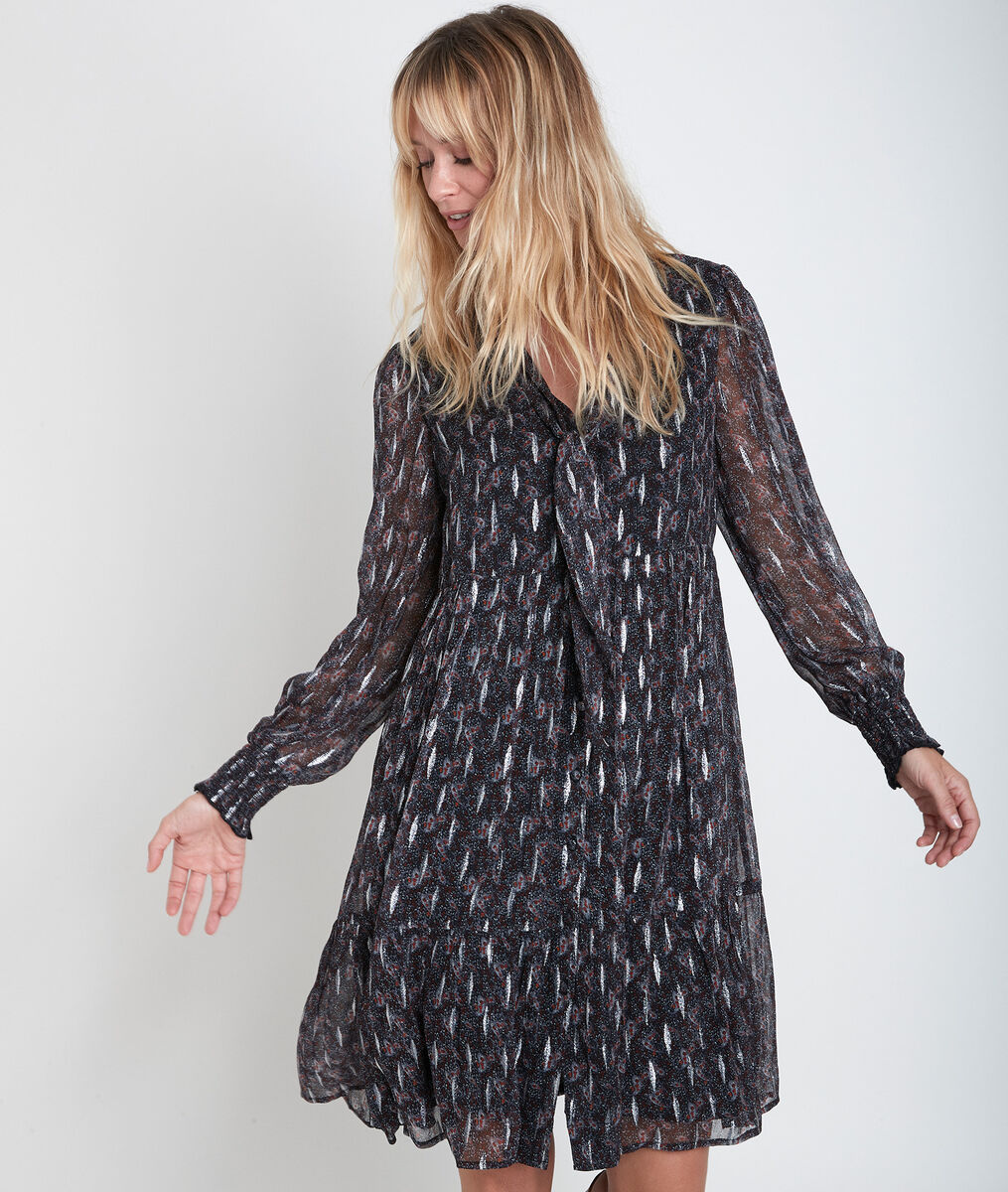 Nikki printed dress with Ascot tie | 1-2-3 Nikki printed dress with Ascot tie PhotoZ | 1-2-3