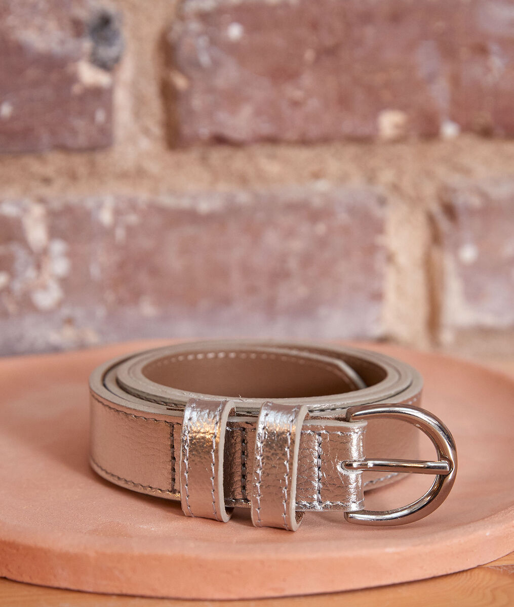 Eglantine silver-coloured leather belt | 1-2-3 Eglantine silver-coloured leather belt PhotoZ | 1-2-3