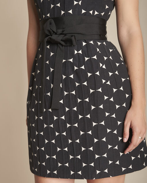 Rosine black cinched polka dot dress (2) - Maison 123