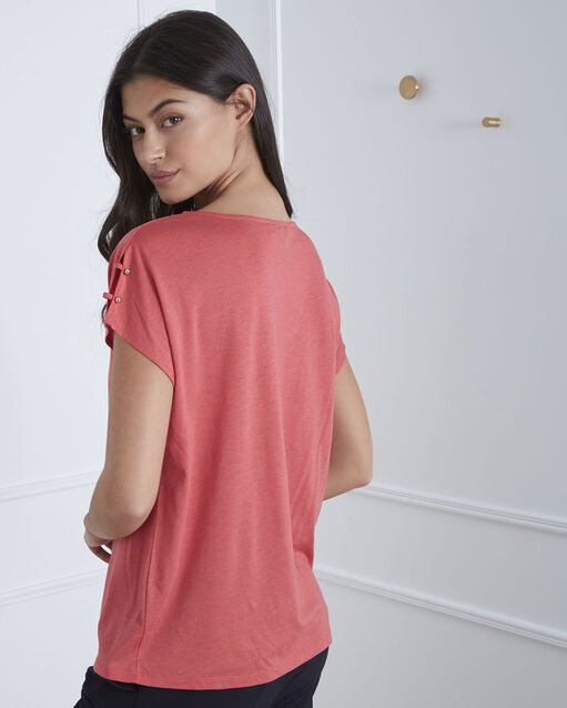 Palmbeach pink t-shirt with shoulder detailing raspberry.