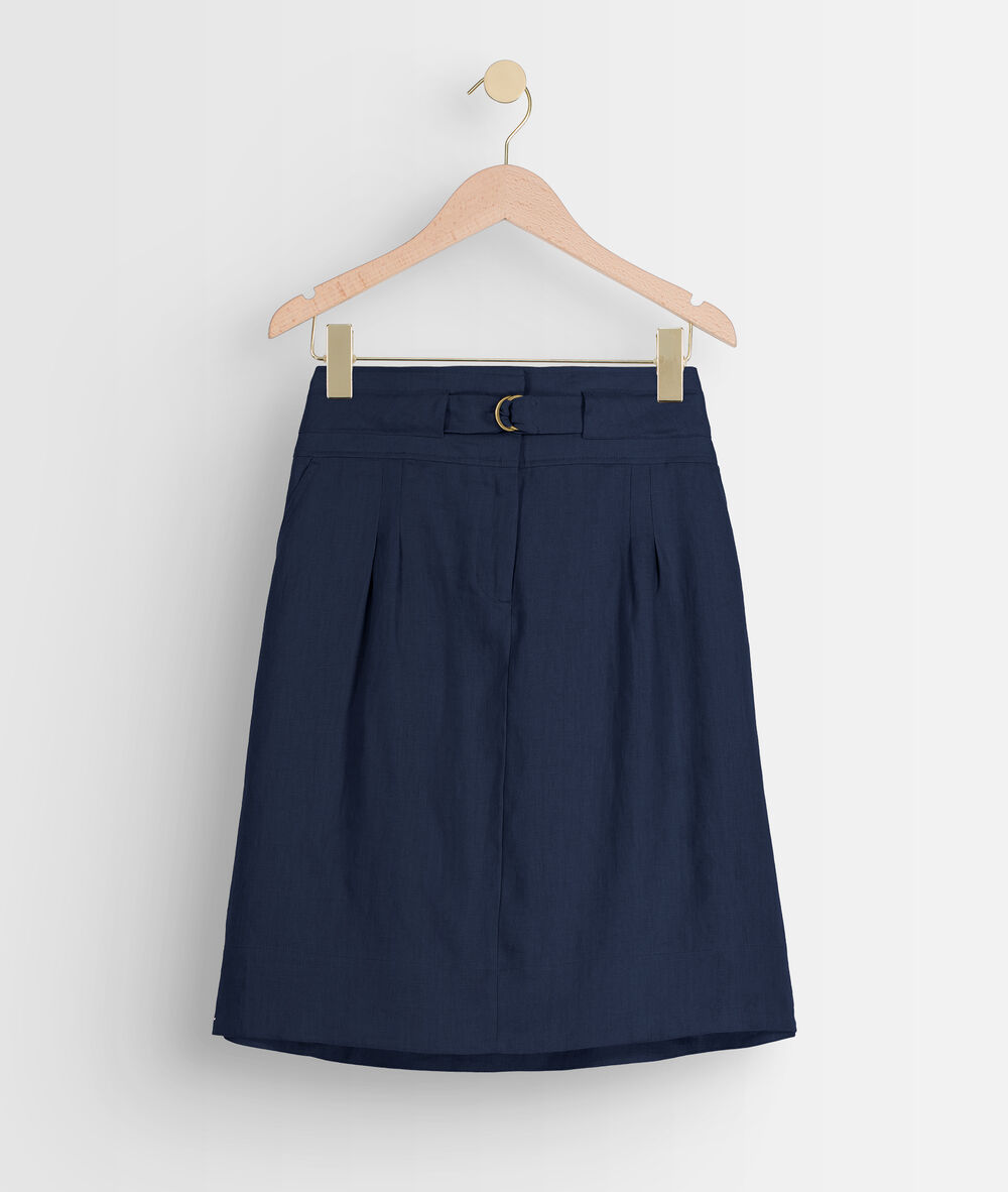 Elisa blue certified linen skirt encre.
