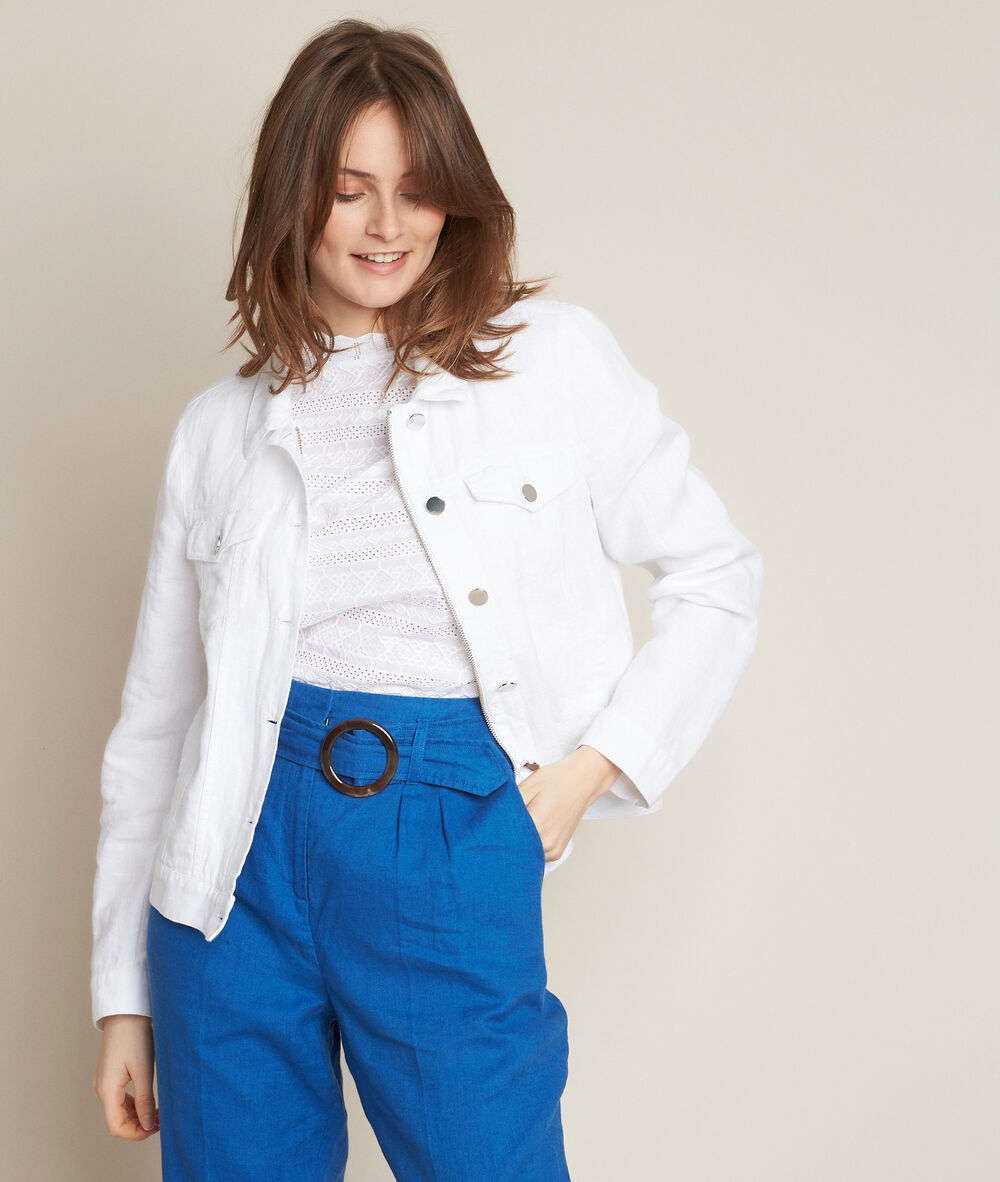 Clem white linen jacket white.