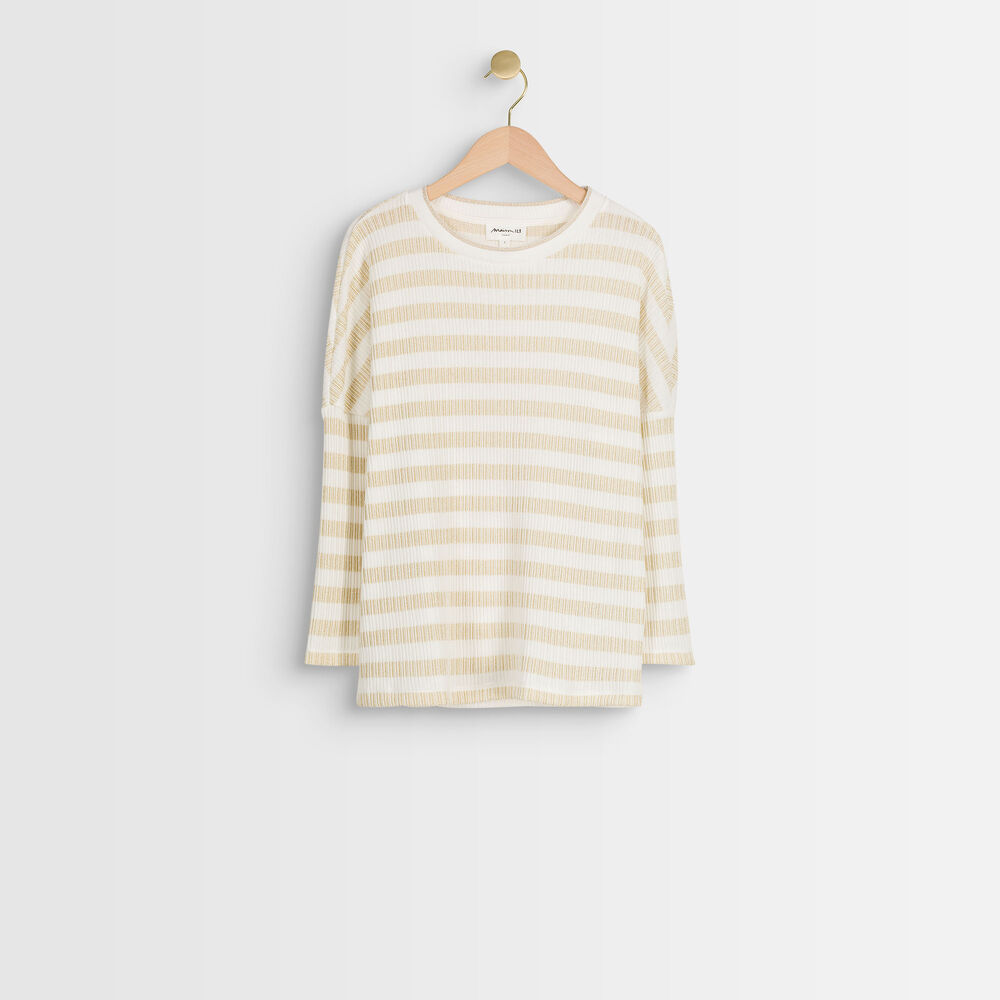 Domino lurex striped top ecru.