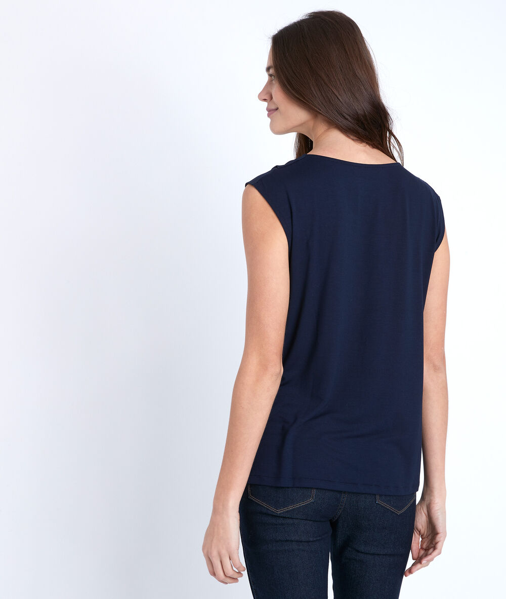 Neptune blue two-fabric blouse lapis lazulli.