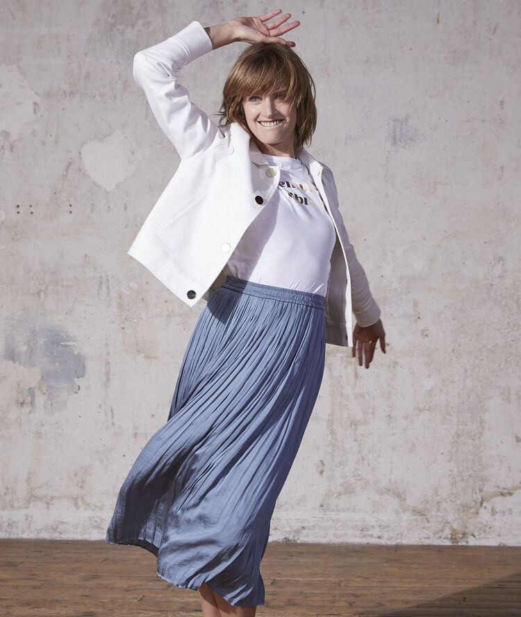 Lola snap-fastened cotton jacket white.