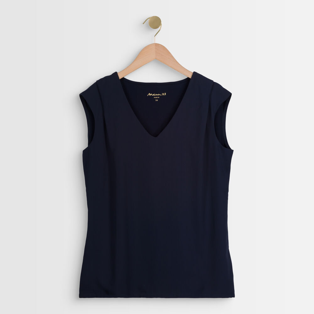 Neptune blue two-fabric blouse lapis lazulli.