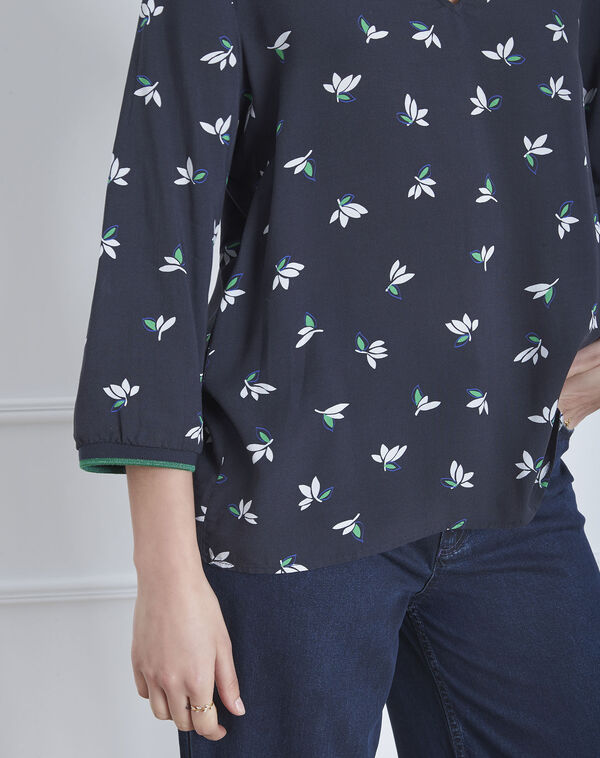 Varna navy floral print blouse navy.
