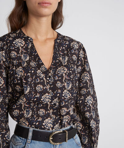 Lilas black floral-print blouse PhotoZ | 1-2-3