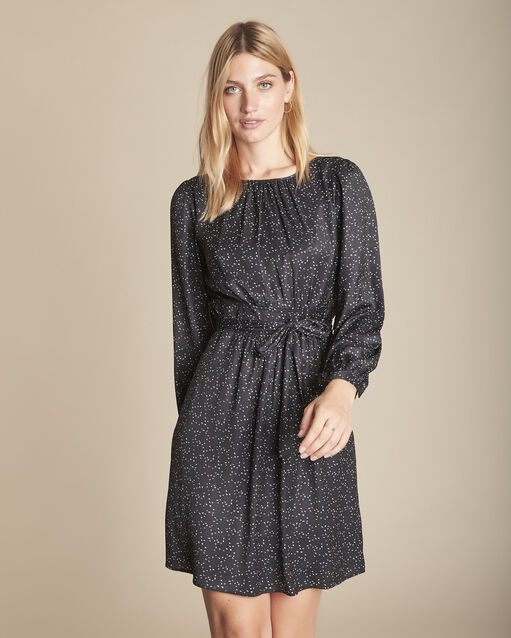 Imy black printed belted dress (1) - Maison 123