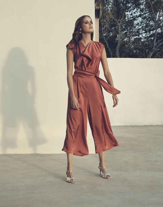 Holy fluid rust satin jumpsuit | 1-2-3 Holy fluid rust satin jumpsuit PhotoZ | 1-2-3