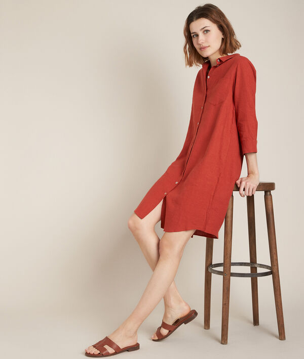 Céline terracotta linen shirt dress | 1-2-3 Céline terracotta linen shirt dress PhotoZ | 1-2-3