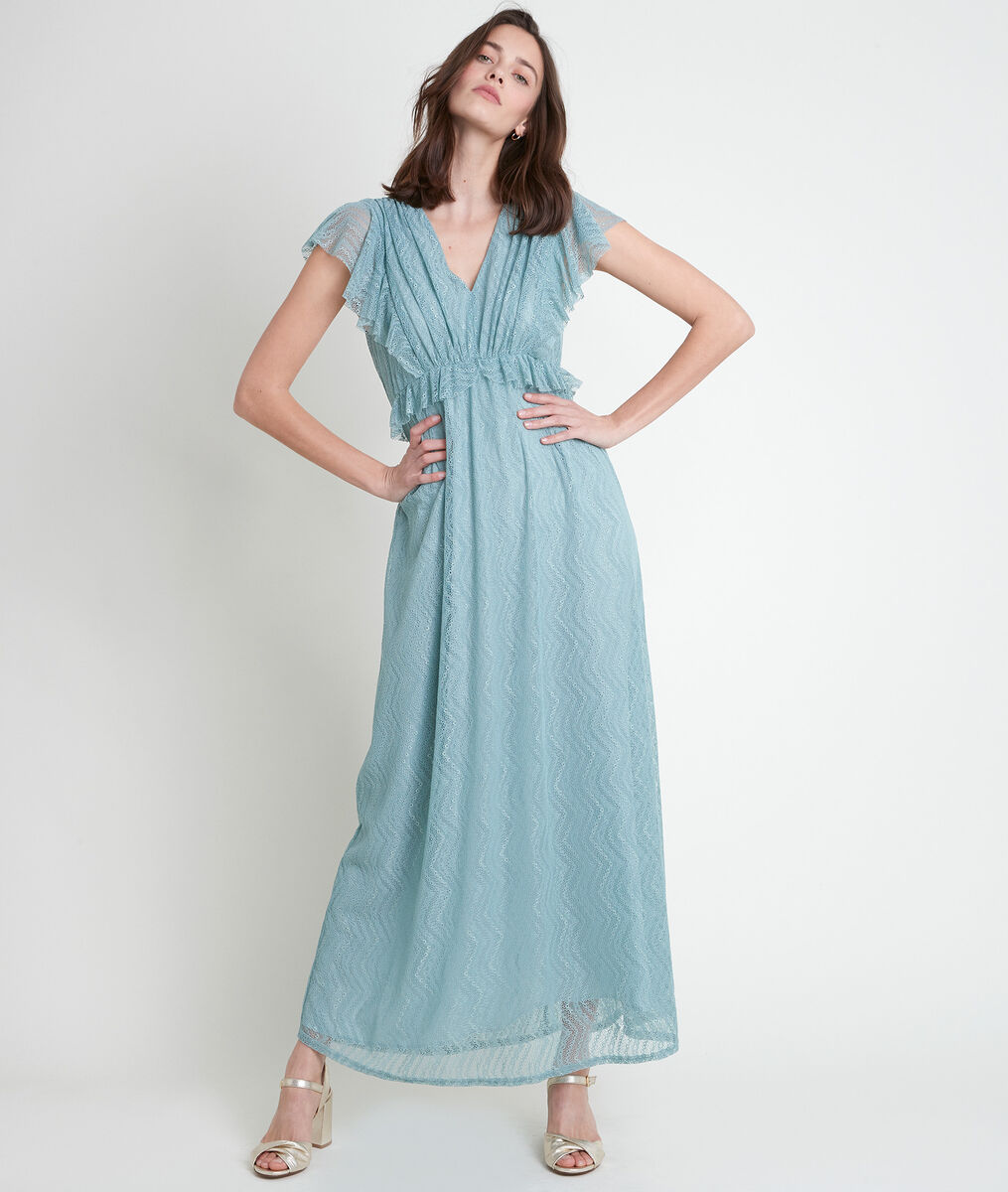 NORA celadon-coloured long lace dress | 1-2-3 NORA celadon-coloured long lace dress PhotoZ | 1-2-3
