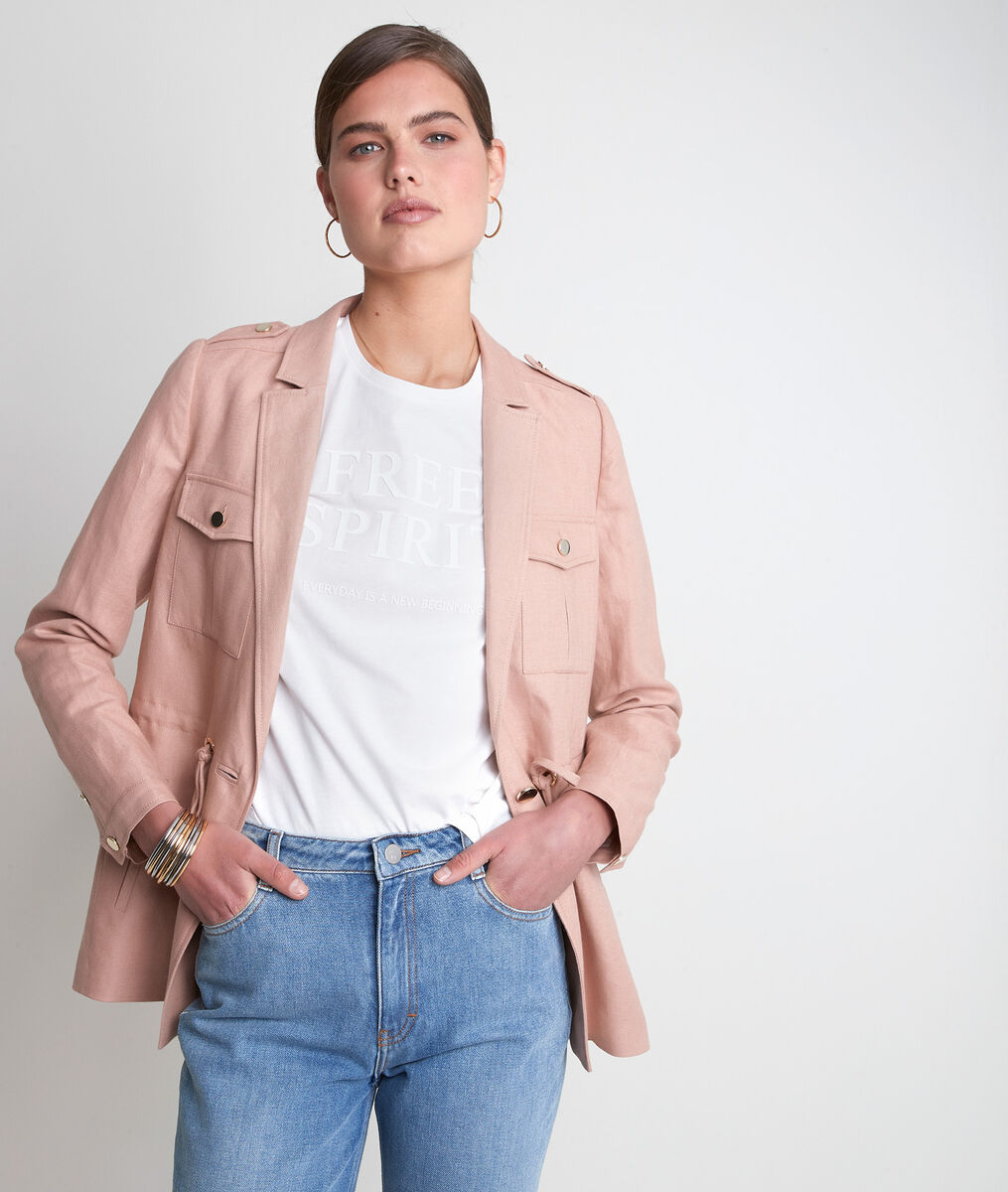 Tulle powder pink linen jacket | 1-2-3 Tulle powder pink linen jacket PhotoZ | 1-2-3