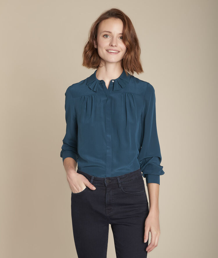Maria cypress silk blouse forest green.
