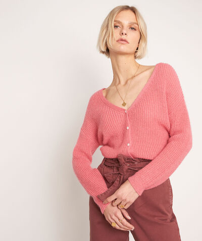 Paddy pink recycled wool and mohair cardigan PhotoZ | 1-2-3