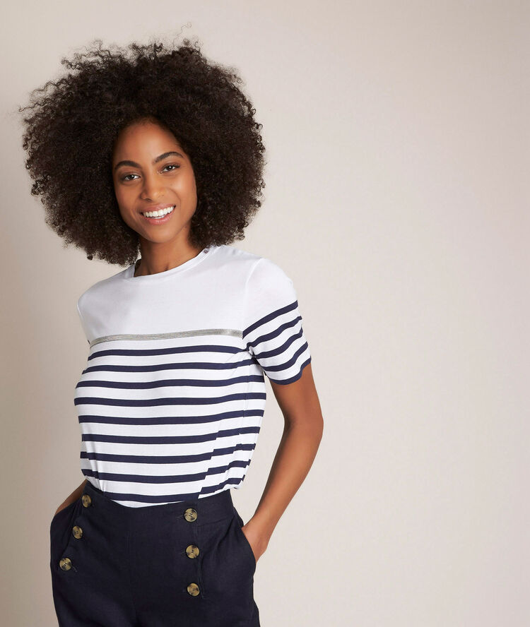 Raphael navy striped t-shirt violet.