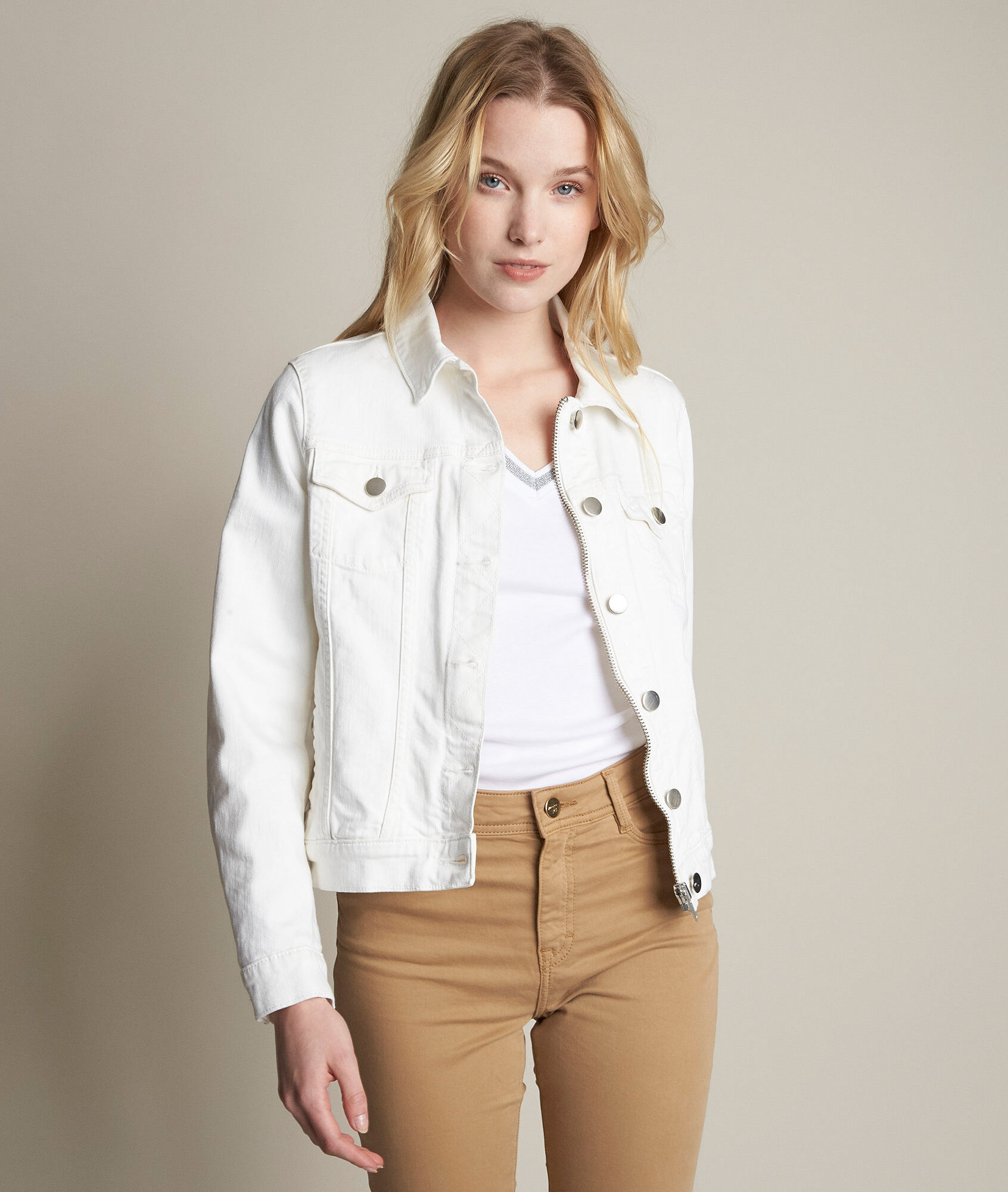 khaki jean jacket womens
