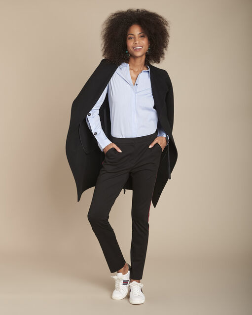 Mandy blue poplin shirt with button details on sleeves sky blue.