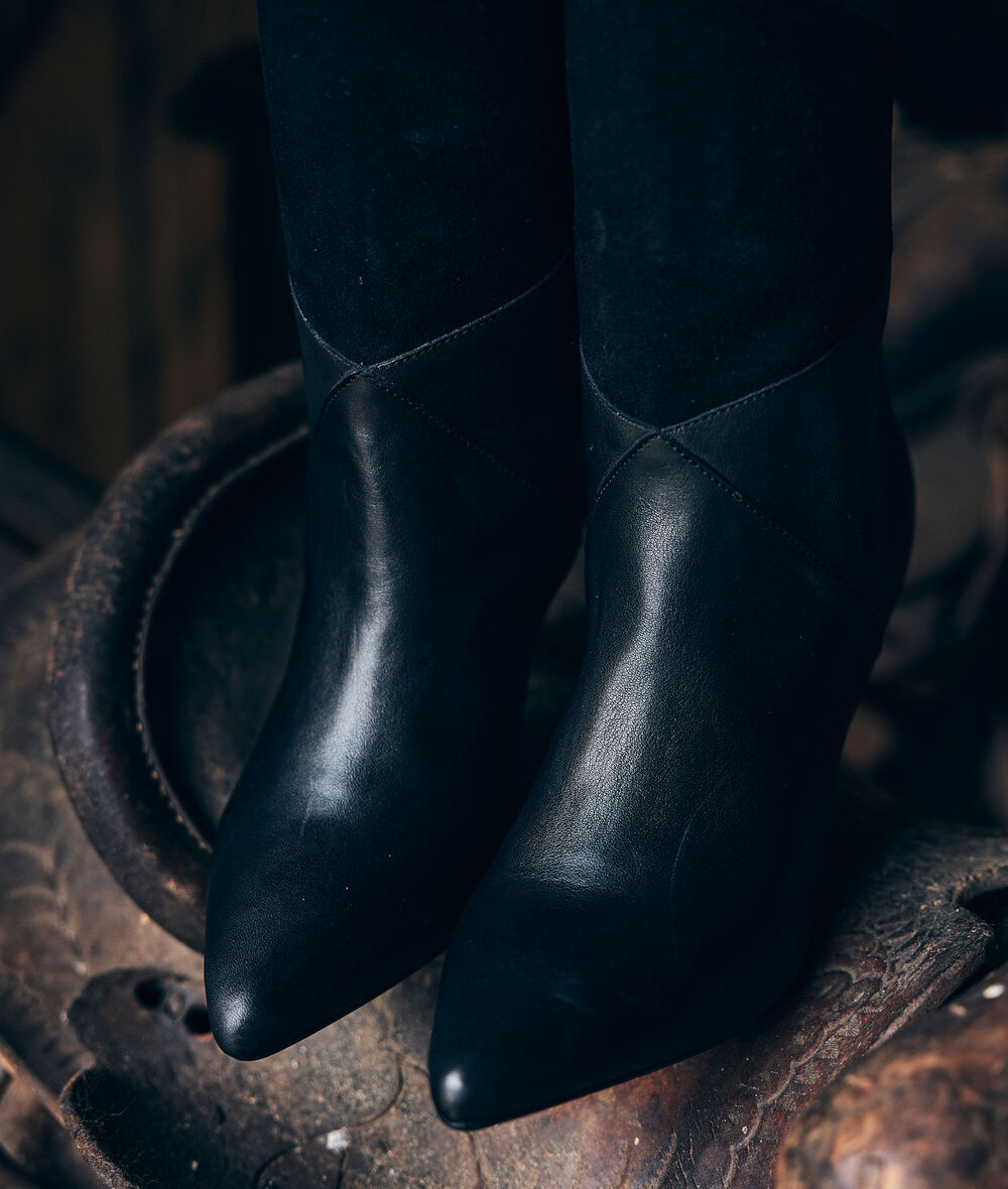 Nalla dual-material black leather boots PhotoZ | 1-2-3
