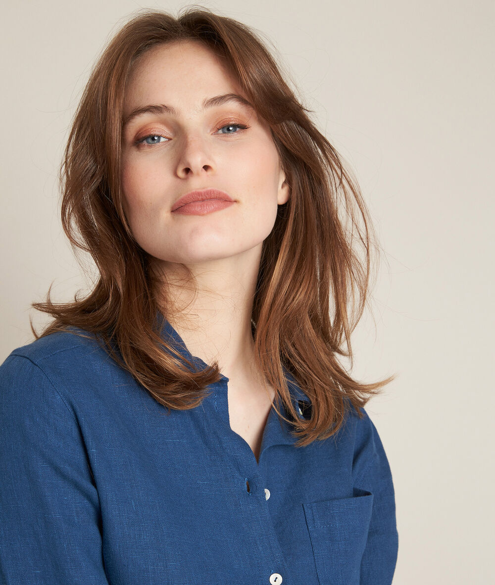 Celine linen shirt dress light duck egg blue.