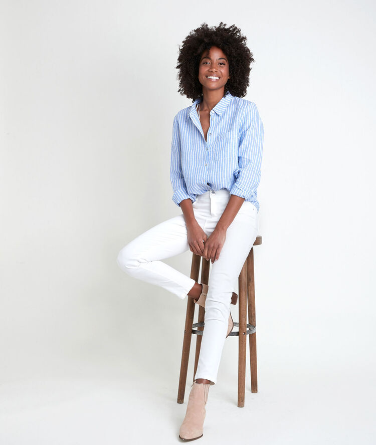 Striped linen shirt venetia sky blue.