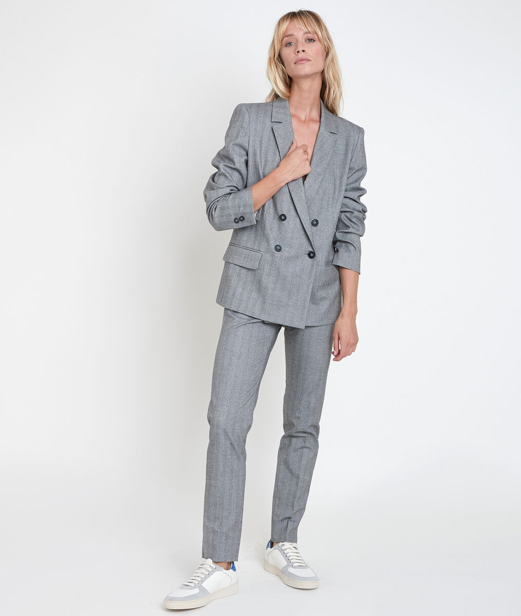 Tilleul grey herringbone jacket | 1-2-3 Tilleul grey herringbone jacket PhotoZ | 1-2-3
