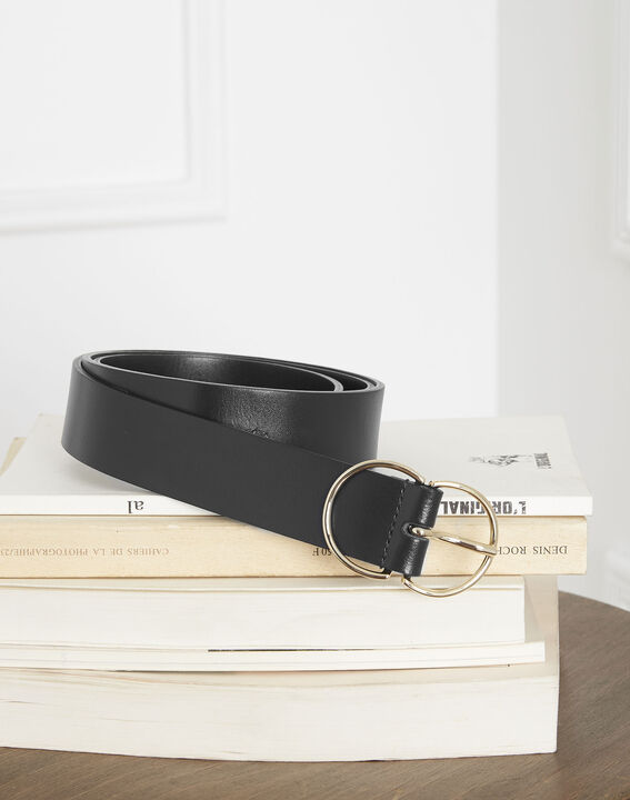 Katerine black leather double buckle belt | 1-2-3 Katerine black leather double buckle belt PhotoZ | 1-2-3