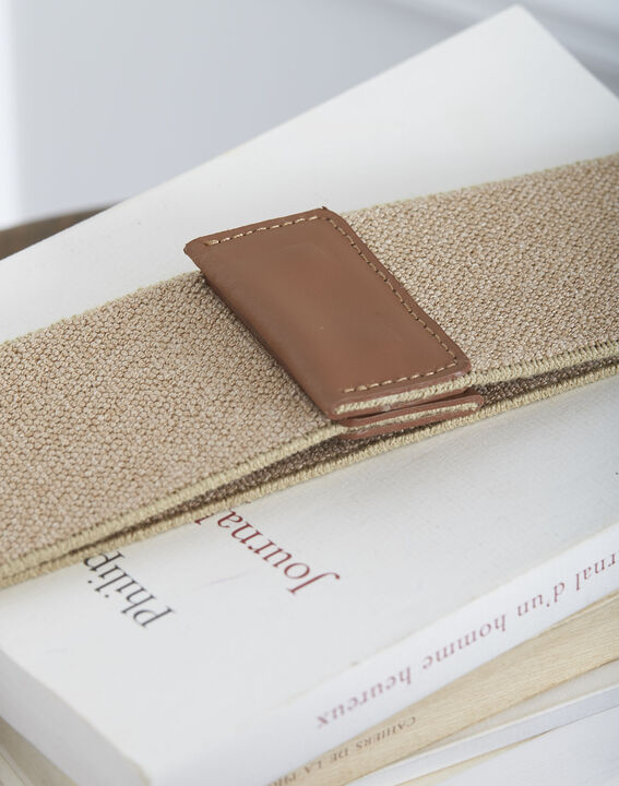 Kate brown fabric and leather elasticated belt | 1-2-3 Kate brown fabric and leather elasticated belt PhotoZ | 1-2-3