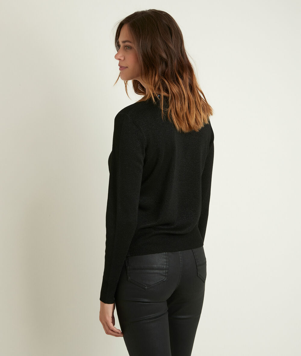 Randy cardigan with sequinned neckline noir.