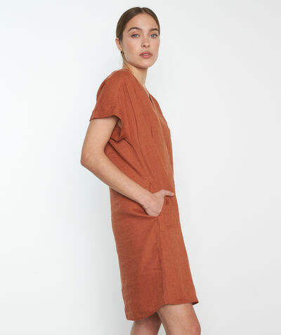 Nadine short plum certified linen dress  PhotoZ | 1-2-3