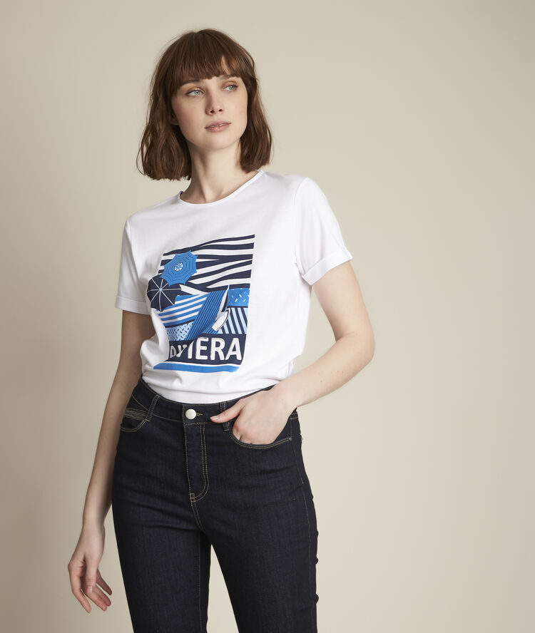 Riviera screen-print t-shirt white.