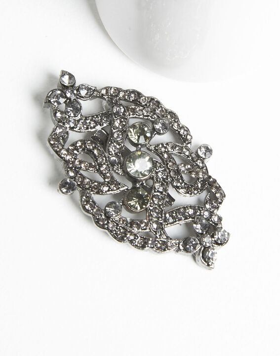 Xaviera silver plated intertwined brooch with black stones | 1-2-3 Xaviera silver plated intertwined brooch with black stones PhotoZ | 1-2-3