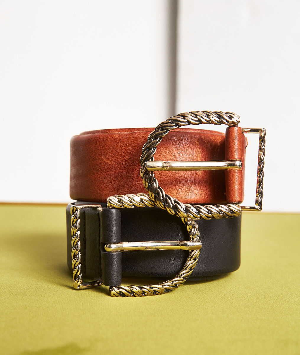 Emy wide leather belt with fancy buckle | 1-2-3 Emy wide leather belt with fancy buckle PhotoZ | 1-2-3