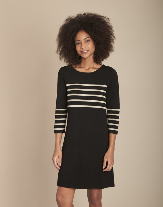 France black striped knit dress PhotoZ | 1-2-3