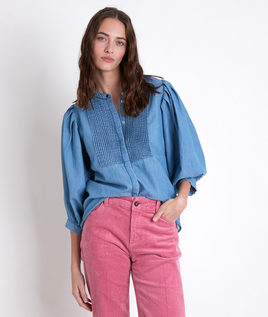 TARIKA denim pleated blouse | 1-2-3 TARIKA denim pleated blouse PhotoZ | 1-2-3