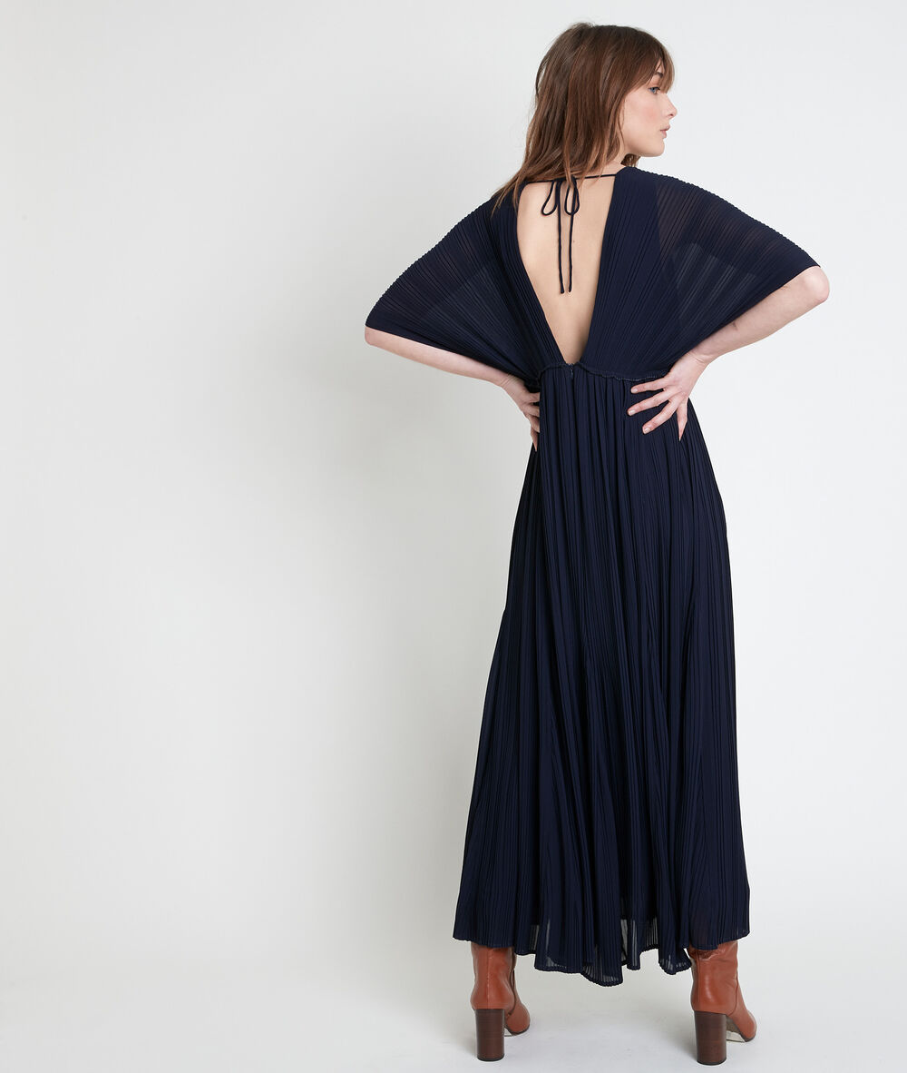 Marion pleated maxi dress marine.