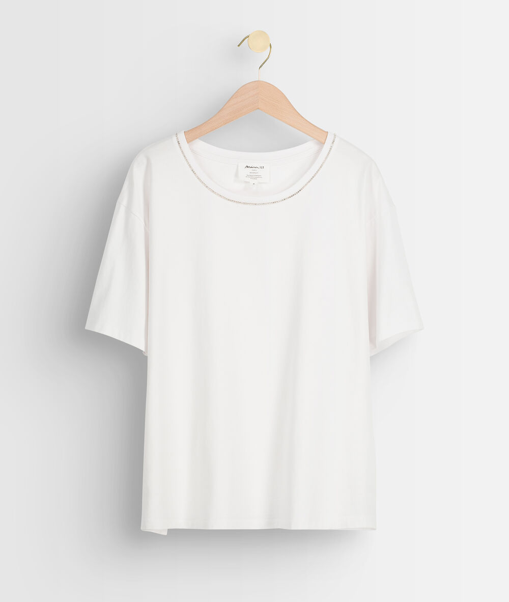 Inox white rhinestone t-shirt blanc.