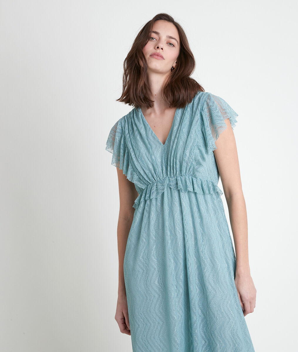 NORA celadon-coloured long lace dress | 1-2-3 NORA celadon-coloured long lace dress PhotoZ | 1-2-3