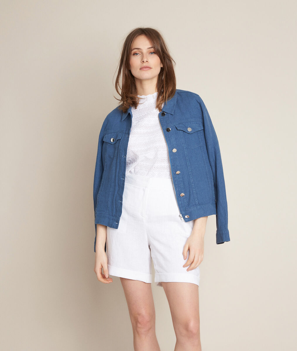 Clem indigo linen jacket | 1-2-3 Clem indigo linen jacket PhotoZ | 1-2-3
