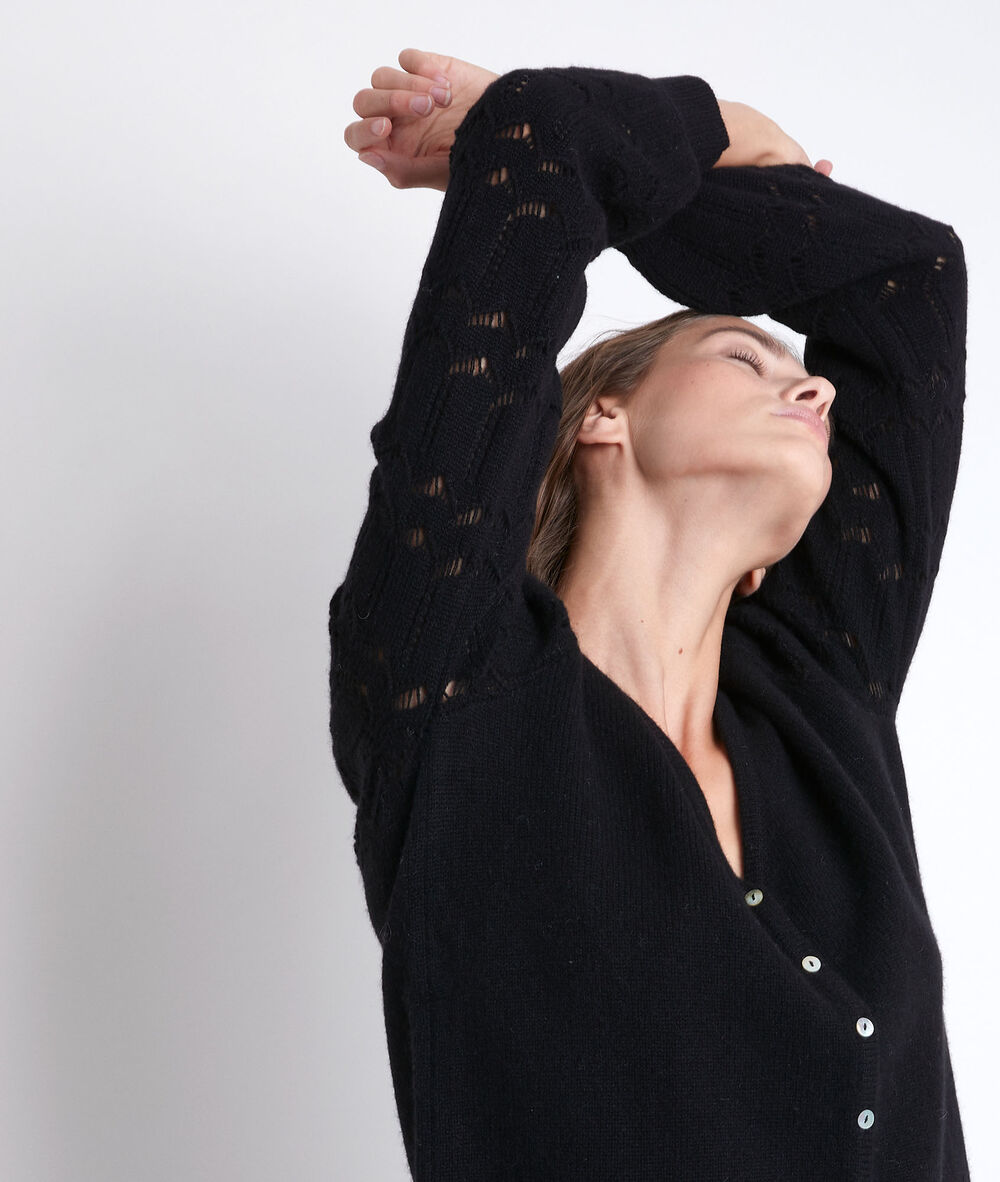 Respect black reversible cashmere cardigan noir.
