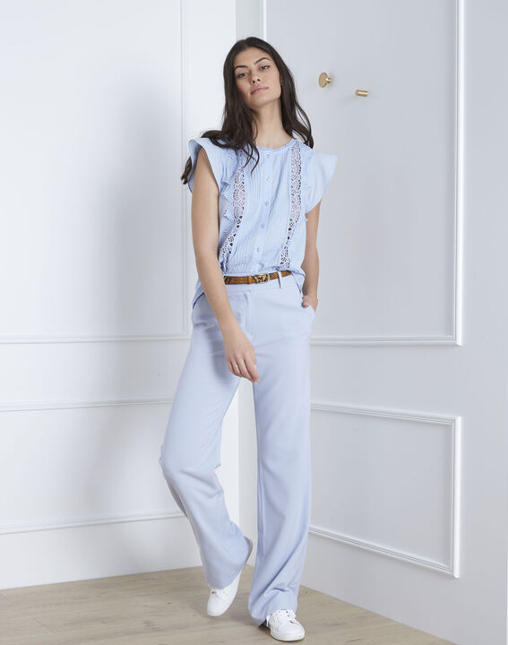 Veil sky blue frilled top | 1-2-3 Veil sky blue frilled top PhotoZ | 1-2-3
