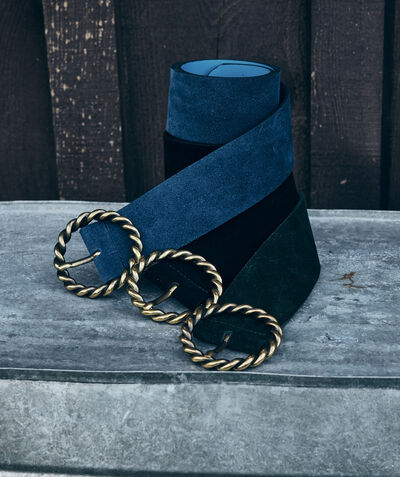 Donna royal-blue suede belt with intricate buckle PhotoZ | 1-2-3